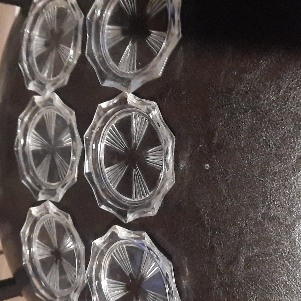***HOST PICK** Vintage Reims Glass Coasters Windmill Blades Pattern set of 6 - Picture 3 of 5